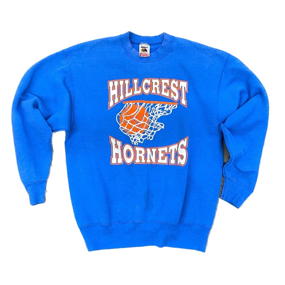 Vintage Hillcrest Hornets Basketball Heavy Duty Pullover Sweatshirt Size Large